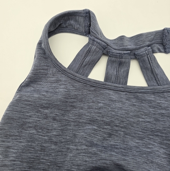 Alphalete Sports Bra Womens Small Blue Trinity Heathered Scoop Cut Out Strappy - Picture 2 of 10